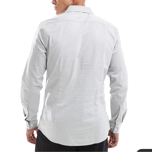 ASOS DESIGN regular fit shirt in Light Gray Size L - Picture 2 of 10